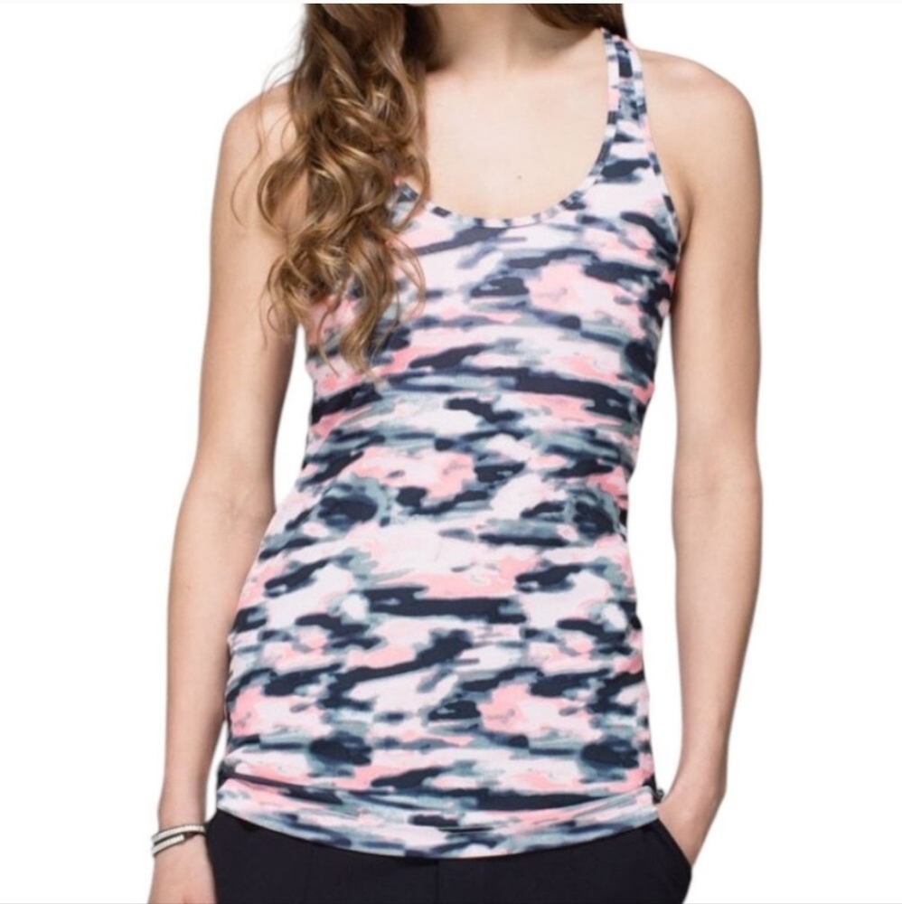 Lululemon Water Bound Singlet Wamo Camo Barely Pink Racerback Tank